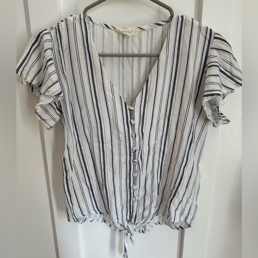 Sim & Sam striped linen top, size Medium